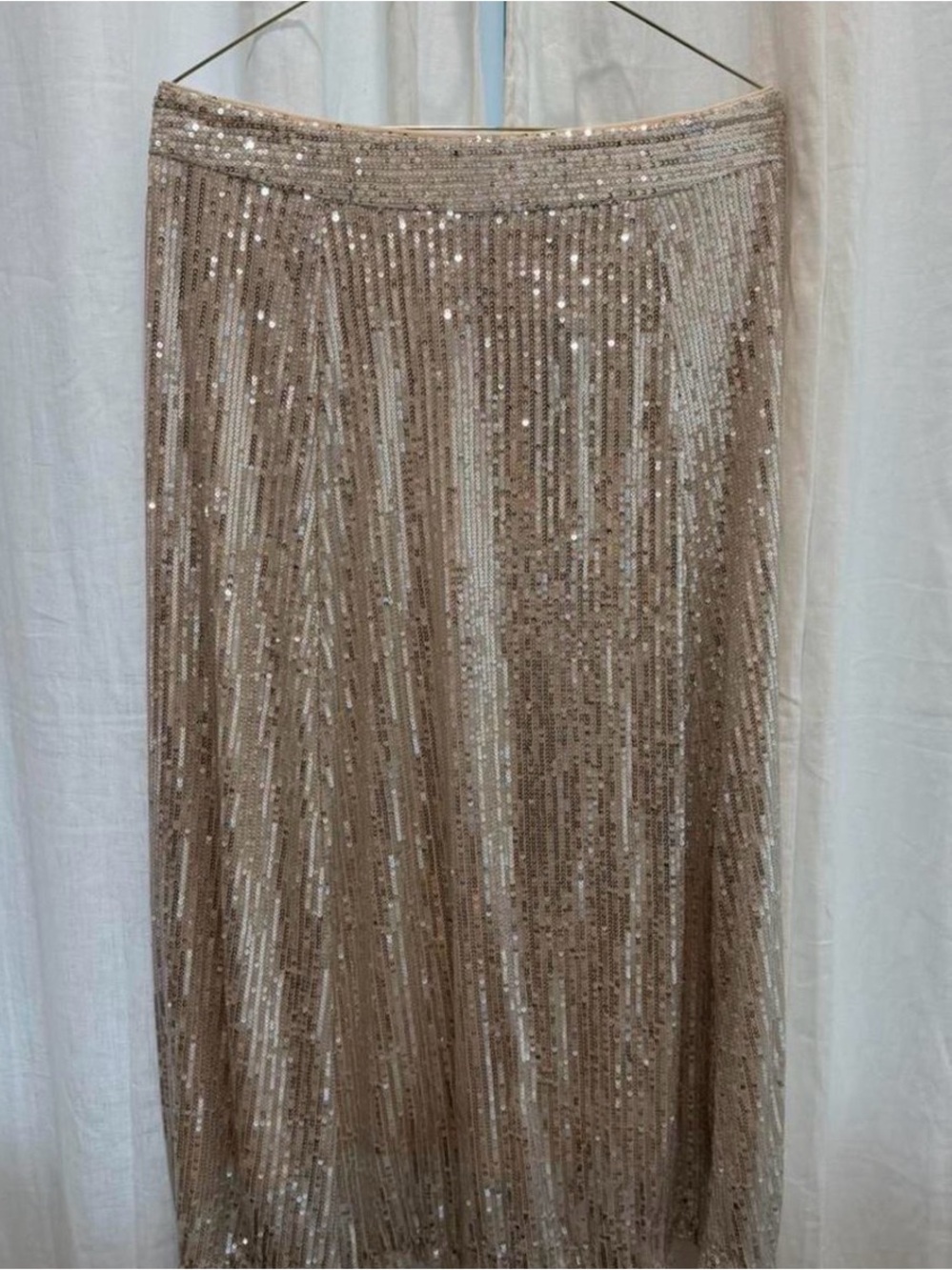 WD.NY sequins Midi Skirt in Champagne Gold